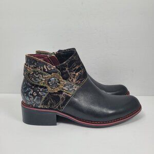 L'Artiste by Spring Step Women's Tiatia Black Ankle Boots US Size 5.5 EU 36